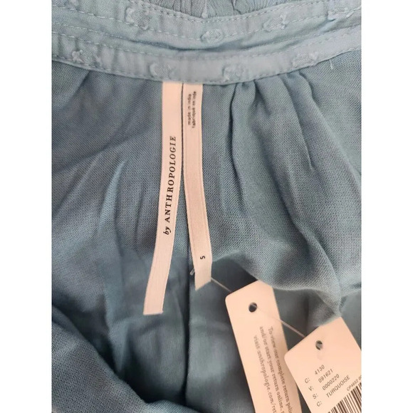 NWT By Anthropologie Long-Sleeve V-Neck Ruffled Tunic Dress Sz S TURQUOISE 9F410 - Picture 9 of 11